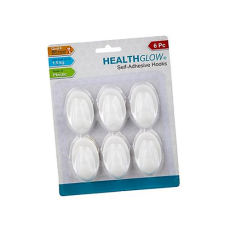 Self-Adhesive Plastic Hooks, 6 Piece - Oval